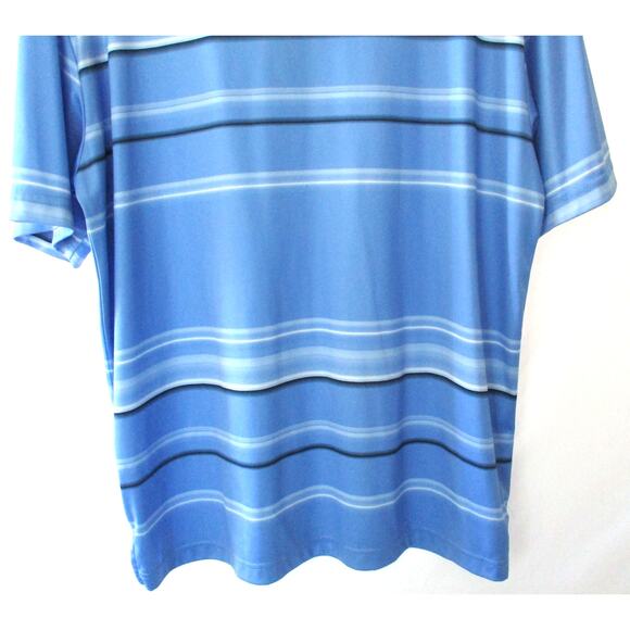 PGA Tour Men's Blue Striped Short Sleeve Stretch Golf Polo Shirt Size Large - Picture 6 of 7